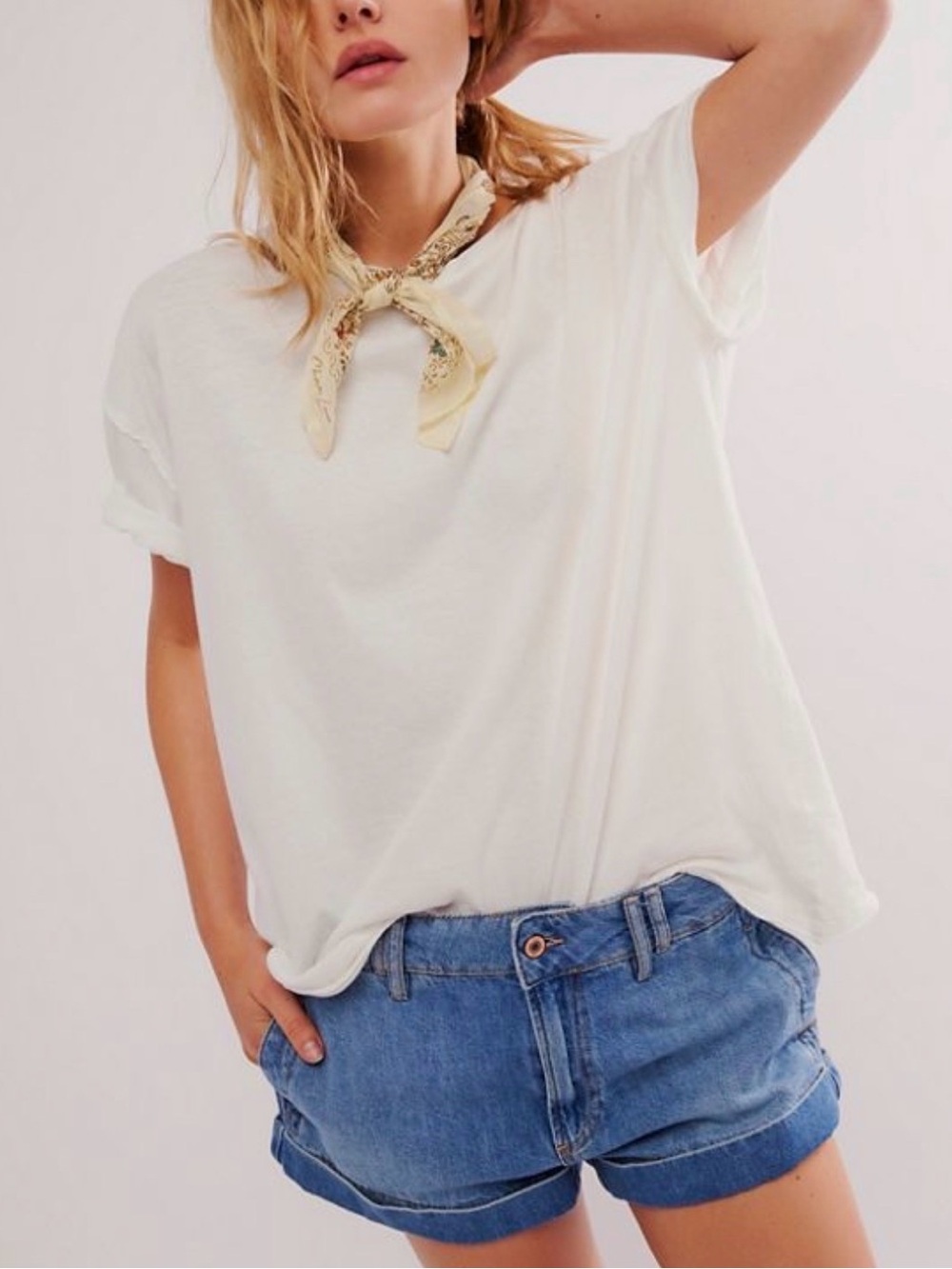 Free People We The Free White Oversized Tee Size S